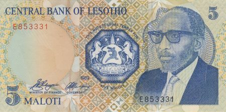 Lesotho 5 Maloti Roi Moshoeshoe II - Chutes - 1989