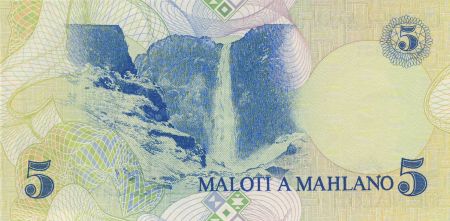 Lesotho 5 Maloti Roi Moshoeshoe II - Chutes - 1989