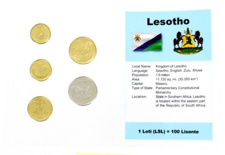 Lesotho Blister 5 monnaies LESOTHO (5 lisente à 1 loti)