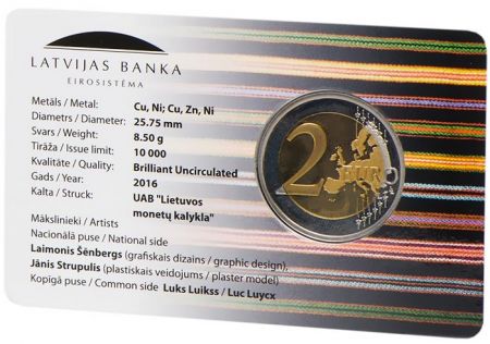 Lettonie 2 Euros Commémo. BU Coincard LETTONIE 2016 - Vidzeme