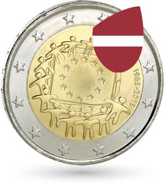 Lettonie 2 Euros Commémo. LETTONIE 2015 - 30 ans du drapeau européen