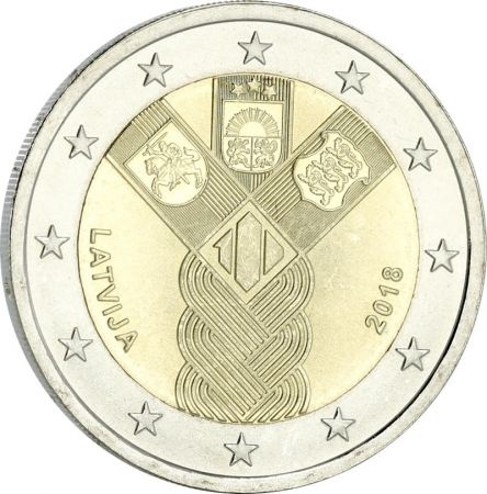 Lettonie 2 Euros Commémo. Lettonie 2018 - 100 ans états Baltes