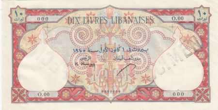Liban 10 Livres 1945 - Banque de Syrie et du Liban - Spécimen - P.50s
