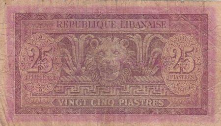 Liban 25 Piastres Cèdre - Lion - 1948