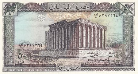 Liban 50 Livres - Temple de Bacchus - 1988 - P.65d