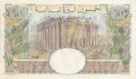 Liban 50 Livres 1945 - Banque de Syrie et du Liban - Spécimen - P.52s