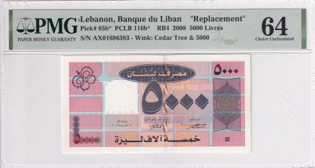 Liban 5000 Livres - Rose - Remplacement - 2008
