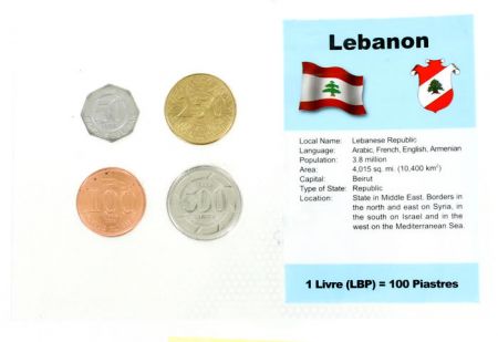 Liban Blister 4 monnaies LIBAN (5 à 500 livres)