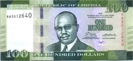Liberia 100 Dollars, W. R. Tolbert - Marché - 2016