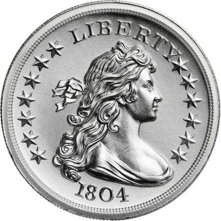 Liberty Dollar 1804 - 2 ONCES ARGENT BULLION (Reproduction Haut-Relief)