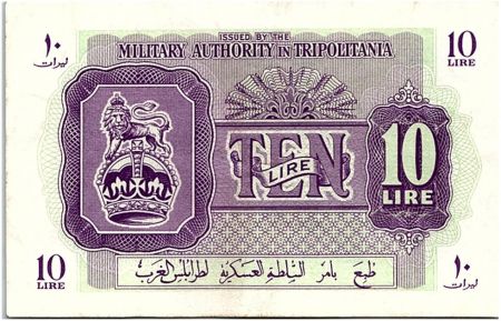 Libye 10 Lire Lion et Couronne - 1943