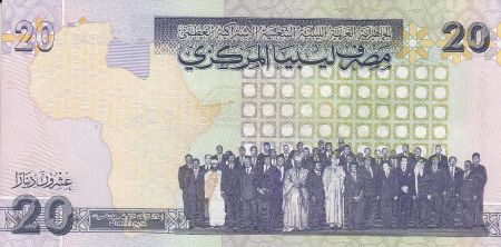 Libye 20 Dinars - Carte de l\'Afrique du Nord - Leaders - 2009
