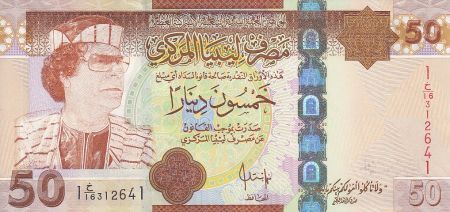 Libye 50 Dinars - Mouammar Kadhafi - Immeuble - 2008