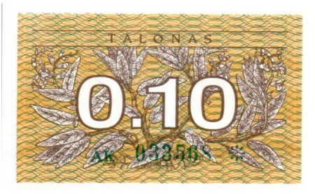 Lituanie 0.10 Talonas 1992 -  Feuilles,  Armoiries