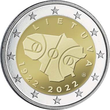 Lituanie 2 Euros Commémo. BU Coincard Lituanie 2022 - 100 ans du Basket-Ball en Lituanie