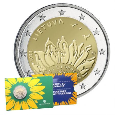 Lituanie 2 Euros Commémo. BU Coincard Lituanie 2023 - Ensemble avec l\'Ukraine (Kartu Su Ukraina)
