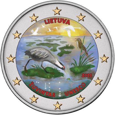 Lituanie 2 Euros Commémo. couleur Lituanie 2021 - Réserve de la biosphère de uvintas (UNESCO)