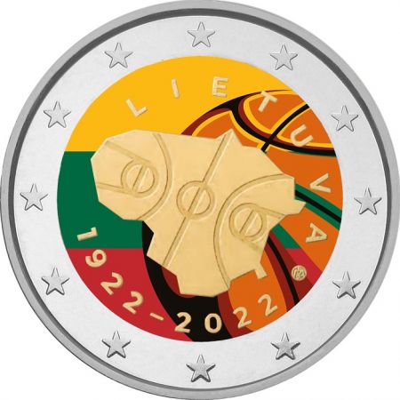 Lituanie 2 Euros Commémo. Couleur Lituanie 2022 - 100 ans du Basket-Ball en Lituanie