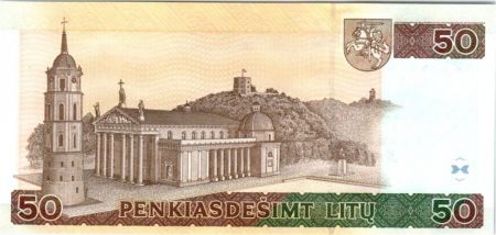 Lituanie 50 Litu, J. Basanavicius - Cathédrale - 2003