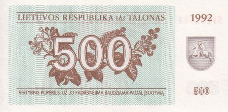 Lituanie 500 Talonu - Ours - 1992 - P.44