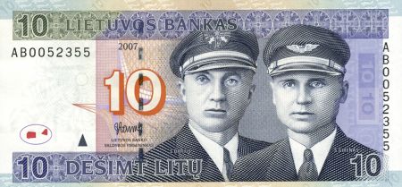 Lituanie Billet 10 Litas LITUANIE 2007 - S. Darius et S. Girenas  Lituanica