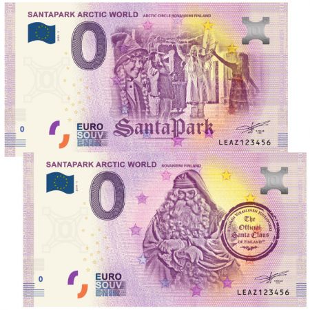 LOT 2 X Billets 0 Euro Souvenir - Le Père Noël et ses elfes - Finlande 2019