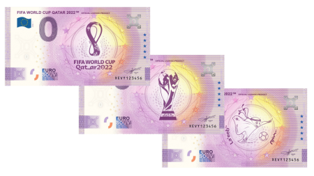 LOT 3 Billets 0 Euro Souvenir - Coupe du Monde FIFA Qatar 2022 (Logo - Mascotte La\'Eeb - Trophée)