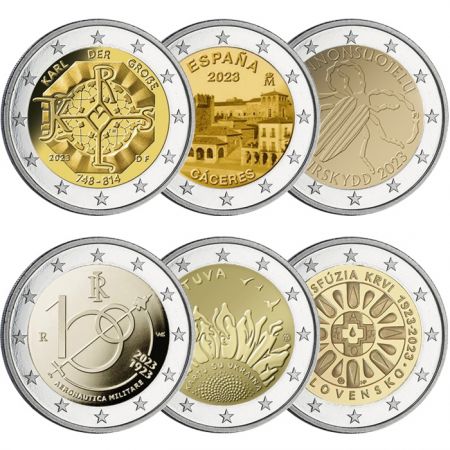 Lot 6 pièces de 2 euros commémoratives 2023