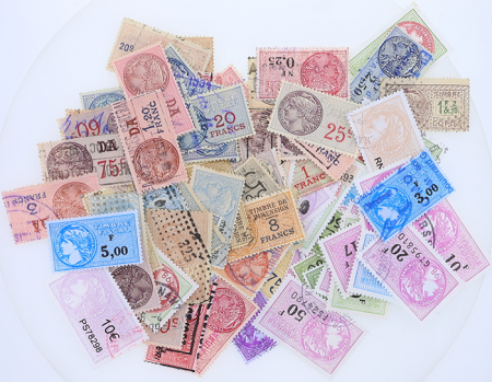 Lot de 100 timbres fiscaux - Objet de collection - Philatélie