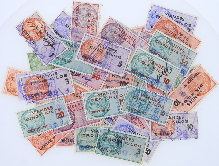 Lot de 50 timbres fiscaux type « Viandes » - Objet de collection - Philatélie