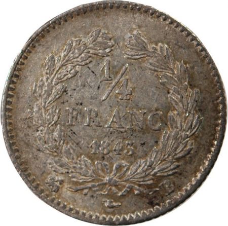 LOUIS PHILIPPE - 1/4 FRANC ARGENT 1843 B ROUEN