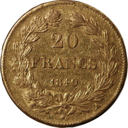 LOUIS PHILIPPE - 20 FRANCS OR 1840 A PARIS
