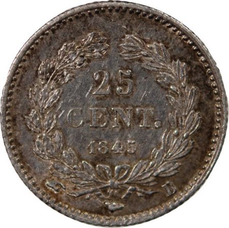 LOUIS PHILIPPE - 25 CENTIMES ARGENT 1845 B ROUEN