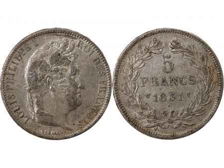 LOUIS PHILIPPE - 5 FRANCS 1831 W LILLE Tranche en Relief\ \ 