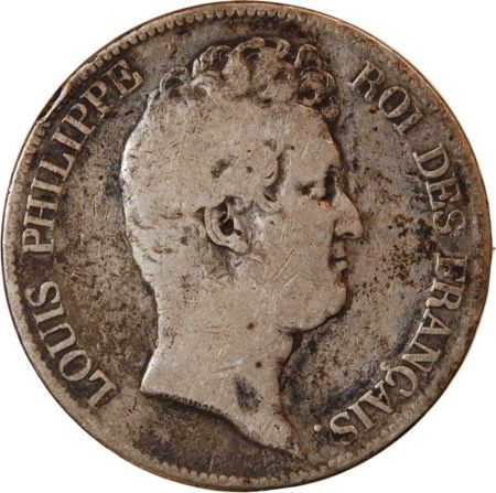 LOUIS PHILIPPE - 5 FRANCS ARGENT 1830 A PARIS Sans Le I  Tr en creux\ \ 
