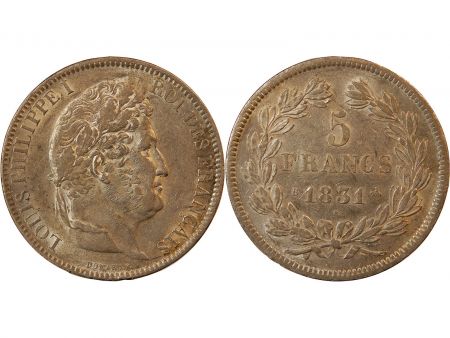 LOUIS PHILIPPE - 5 FRANCS ARGENT 1831 B ROUEN Type Domard  Tr Relief\ \ 