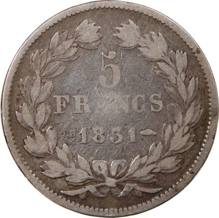 LOUIS PHILIPPE - 5 FRANCS ARGENT 1831 BB STRASBOURG Type Domard  Tr creux\ \ 