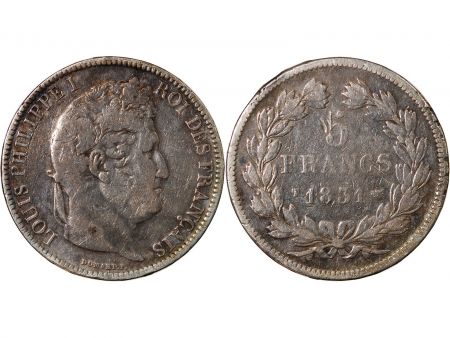 LOUIS PHILIPPE - 5 FRANCS ARGENT 1831 T NANTES Type Domard  Tr relief\ \ 