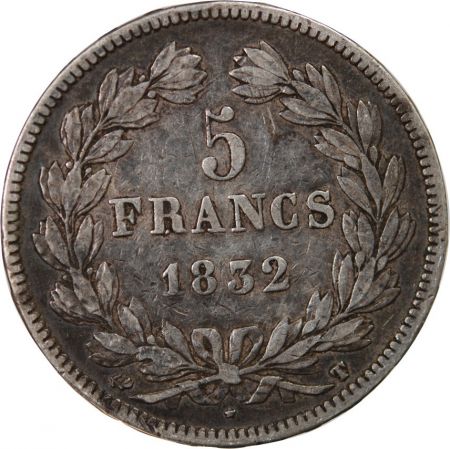 LOUIS PHILIPPE - 5 FRANCS ARGENT 1832 T NANTES