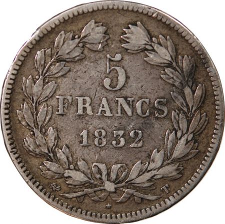 LOUIS PHILIPPE - 5 FRANCS ARGENT 1832 T NANTES