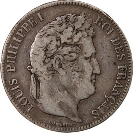 LOUIS PHILIPPE - 5 FRANCS ARGENT 1834 T NANTES