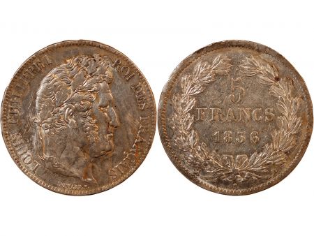 LOUIS PHILIPPE - 5 FRANCS ARGENT 1836 B ROUEN Type Domard  Tr relief\ \ 