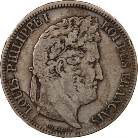 LOUIS PHILIPPE - 5 FRANCS ARGENT 1837 MA MARSEILLE Type Domard  Tr relief\ \ 