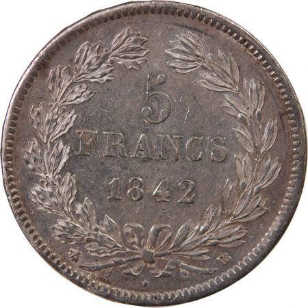 LOUIS PHILIPPE - 5 FRANCS ARGENT 1842 BB STRASBOURG Type Domard  Tr relief\ \ 