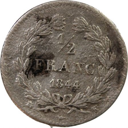 LOUIS-PHILIPPE Ier - 1/2 FRANC ARGENT 1844 K BORDEAUX