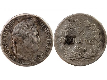 LOUIS-PHILIPPE Ier - 1/2 FRANC ARGENT 1844 K BORDEAUX