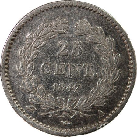 LOUIS-PHILIPPE Ier - 25 CENTIMES ARGENT 1847 A PARIS