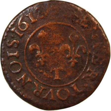 LOUIS XIII - DENIER TOURNOIS 1613 T NANTES - Rare