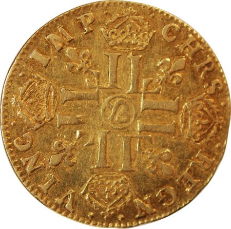 LOUIS XIV - LOUIS D\'OR A LA MECHE LONGUE 1653 AIX Frappe médaille
