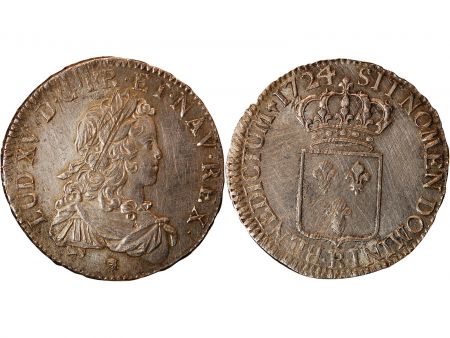 LOUIS XV - ECU DE FRANCE 1724 R ORLEANS R5